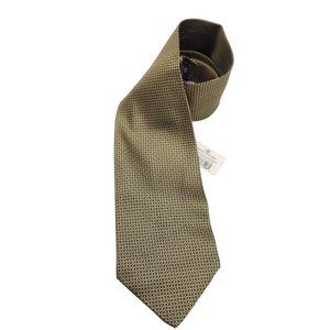 Daniel de Fasson Gold with Black & Tan 100% Silk Tie Hand Made New with Tag